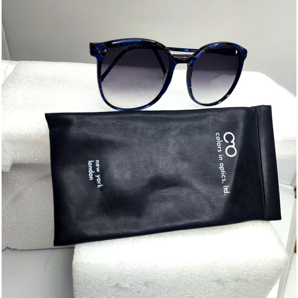 Sanford Hutton Colors In Optics Large Gradient Blue Gold Sunglasses &Case USA